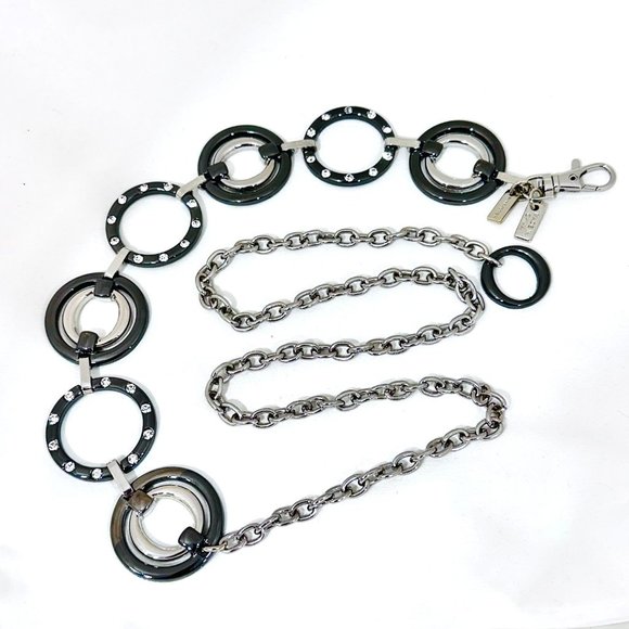 Chico's Chain Link Belt Gunmetal & Silver Tone w/Rhinestones - Picture 4 of 10